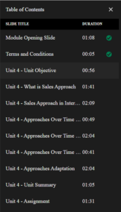 E-Learning TOC example screenshot